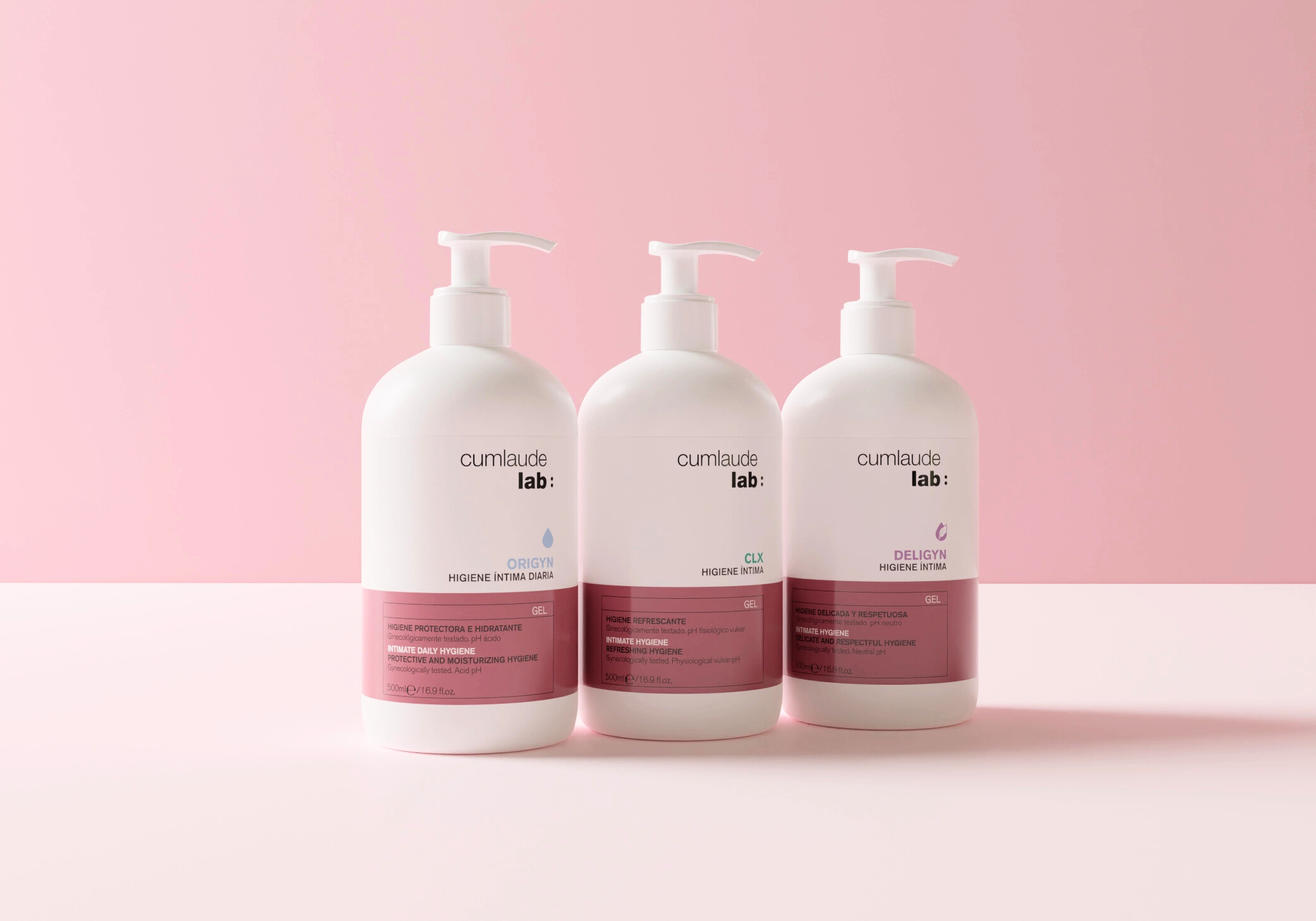 cumlaude lab geles de higiene íntima diaria origyn, clx y deligyn 500 ml